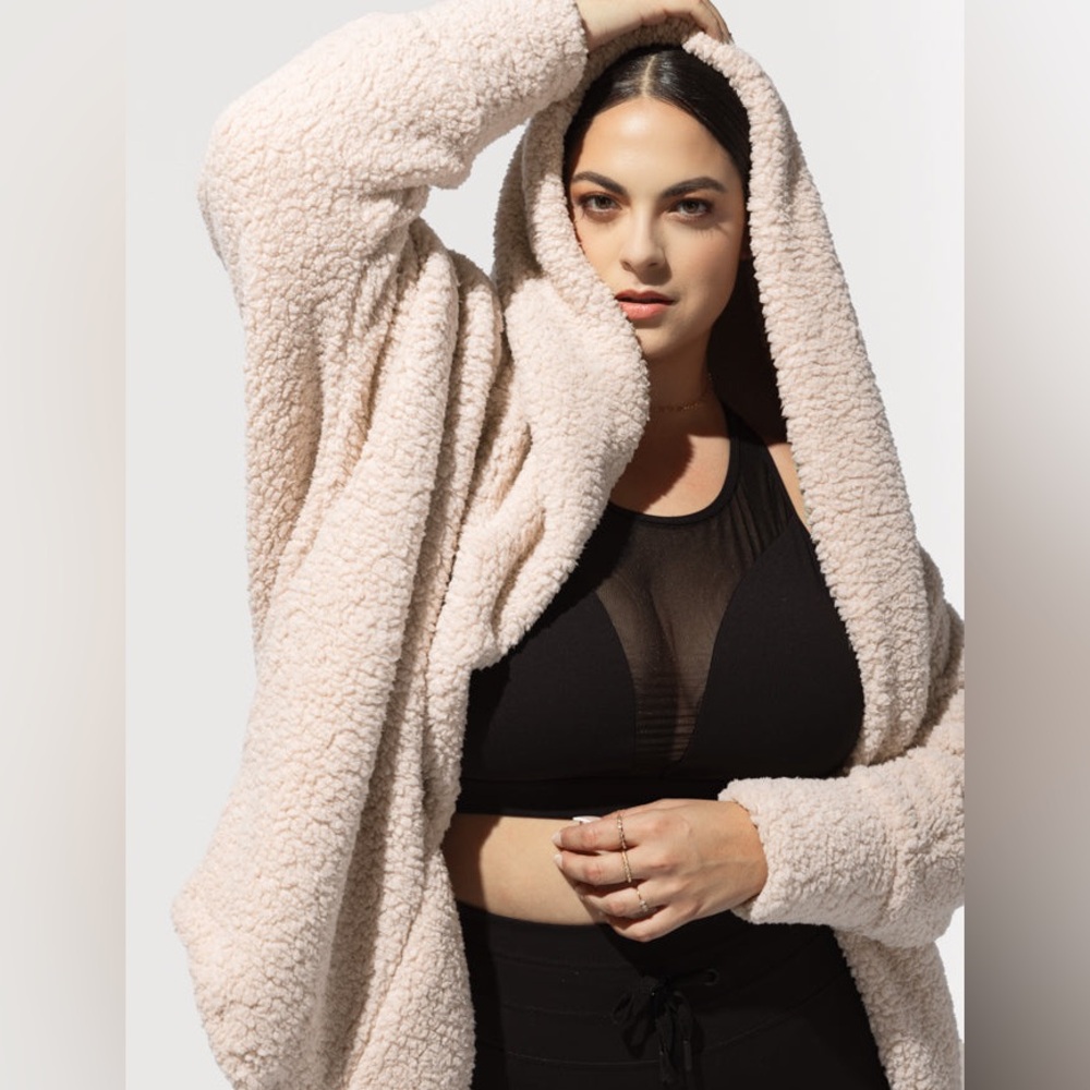Faux Sherpa Cocoon Coat - Taupe L/XL